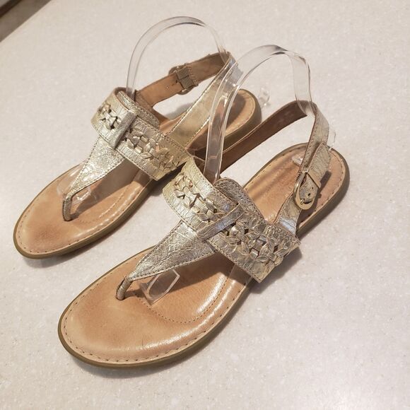 Born Women’s sz 1 Tilde Thong Sandal Light Gold Metallic Comfort Insole - Picture 4 of 6